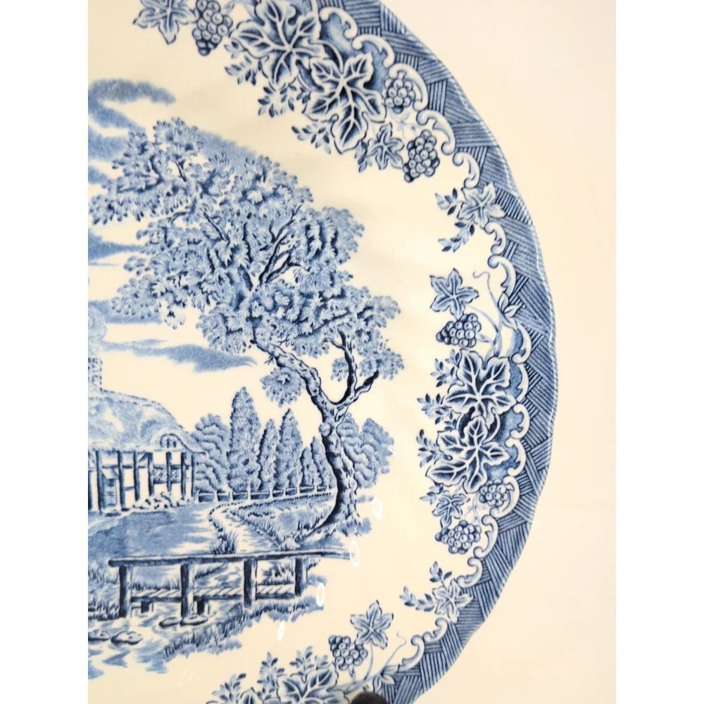 Vintage Churchill The Brook Blue Scalloped Edge Dinner Plate 10